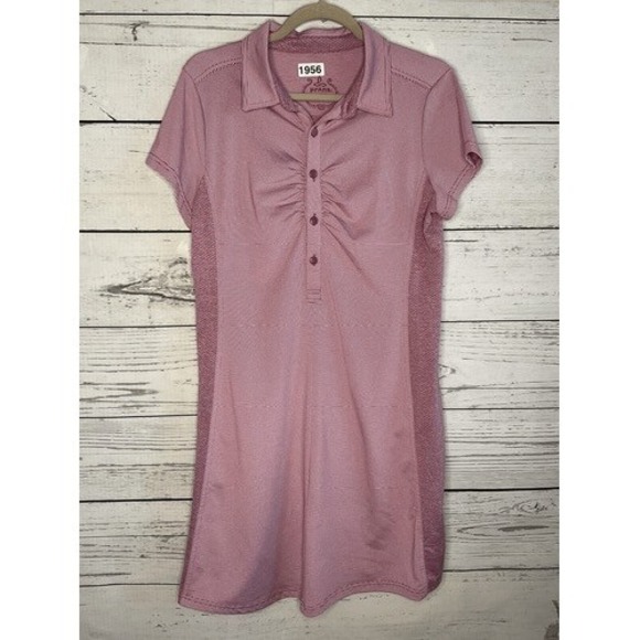 Prana Dresses & Skirts - Prana Purple Striped Short Sleeve 1/2 Button Polo Shirt Dress Women M China